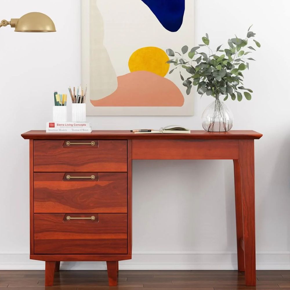 1-52-2.jpg Wooden Artistic Solid Mango Wood 3 Drawer Study Desk - Image 1