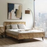 Handcrafted Wooden Modern Line Shape Bed Furniture