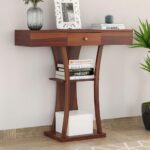 Handcrafted Wooden Artistic Natural Finish Console Table