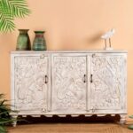 Wooden 2-Door Storage Sideboard with Curved Furniture
