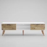 Wooden Modern Fluted TV Stand with Sliding Doors - Image 4
