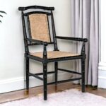 Handcrafted Wooden Cane Black Chair