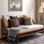 Wooden Artistic Velvet Calm Sofa