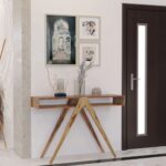 Antique Design Console Table Natural Finish & Cross Legs