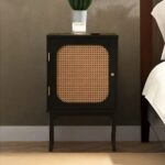 Wooden Cane Nightstand Bedside Table