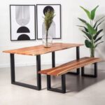 Dark Acacia Wood Industrial Design Bench