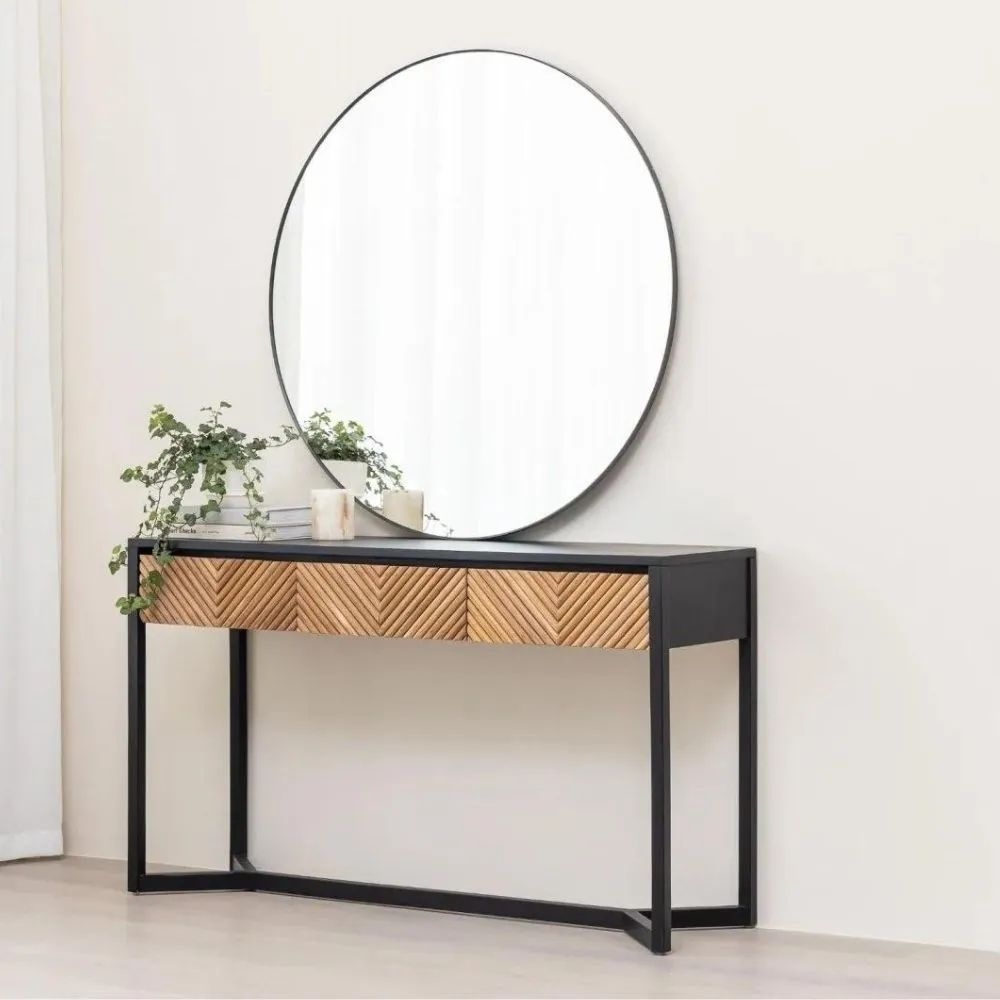 1-8-7.jpg Wooden Antique Console Table with Drawer - Image 1