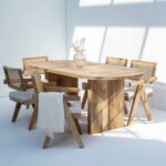 Madeline Oval Dining Table with Slat Flat Legs