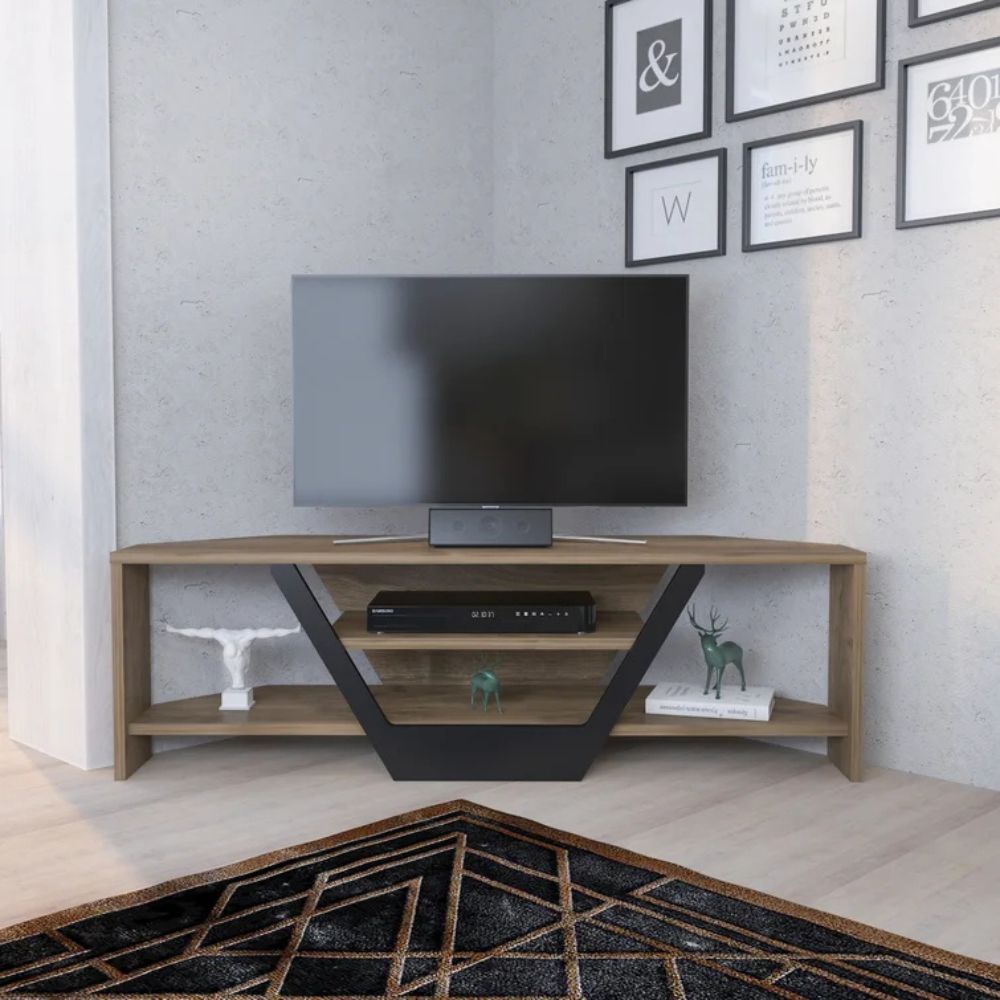 1-80-2.jpg Wooden Corner TV Unit - Image 1