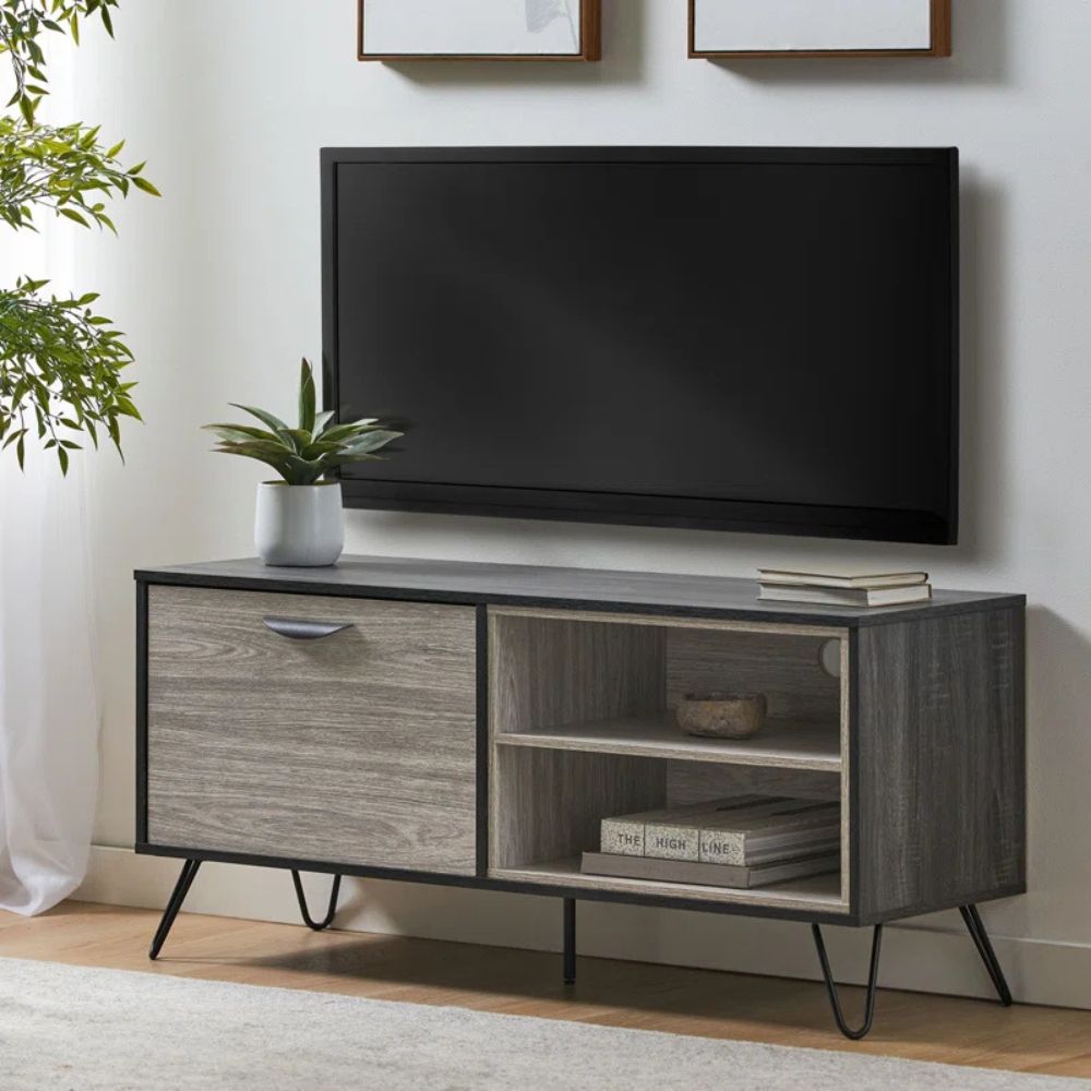 1-81-2.jpg Wooden TV Unit With Indian Drawer Furniture - Image 1