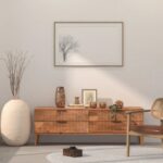 Wooden waves pattern four drawer tv cabinet