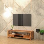 Modern Aesthetic Light Finished Wooden Handmade TV Stand