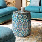 Hand Painted Mango Wood End Table