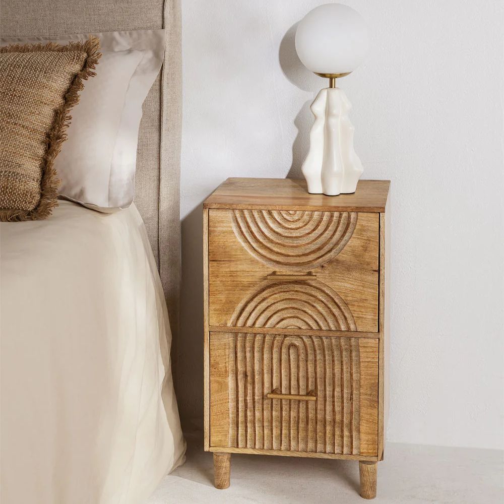 1-9-2.jpg Mango Wood Bedside Table with Drawers - Image 1