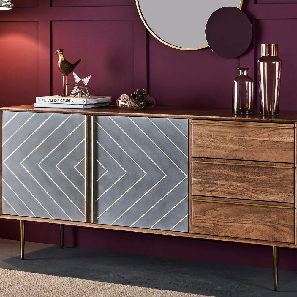 1-9-4.jpg Solid Wood Sideboard 2 Door & 3 Drawer Furniture - Image 1