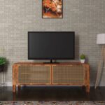 Antique Vintage Ethnic Super Cane Handmade Wooden TV Stand