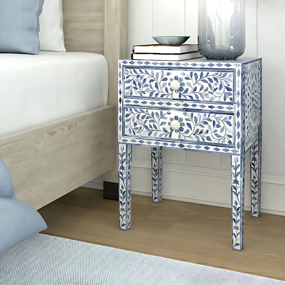 1-96-1.jpg Handmade Blue Inlay Bedside Table Furniture - Image 1