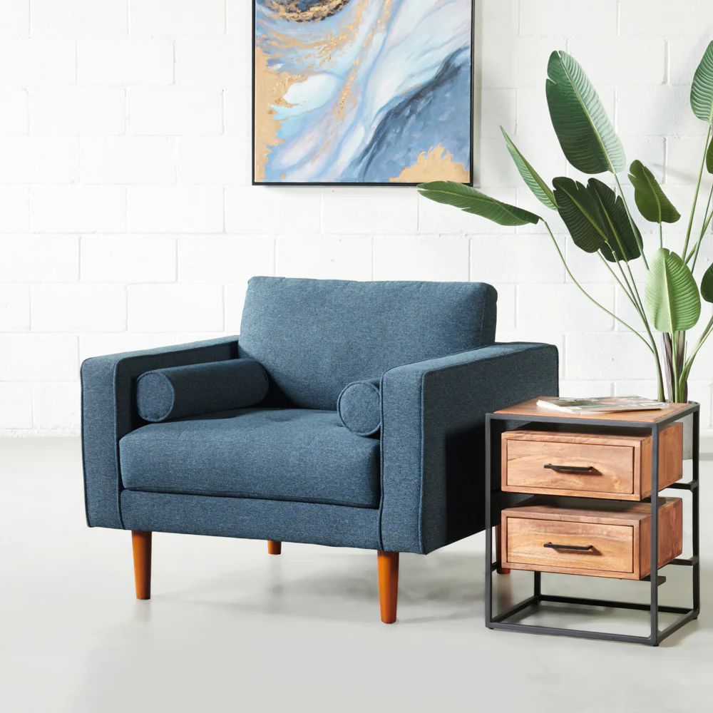 10-16.jpg Blue Fabric Chair - Image 1