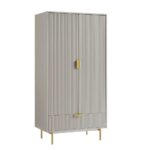 Richmond Ridged Double Closet with Drawer, Matte Taupe - Image 6