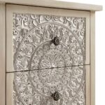 Whitewashed Carved 2 Drawer Nightstand - Image 5