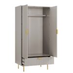 Richmond Ridged Double Closet with Drawer, Matte Taupe - Image 4