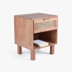Solid Wood Cane Nightstand Bedside Table - Image 2