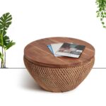 Jaipuri Coffee Table | Cane Round Table | Rattan Stool | Coffee Table - Image 2