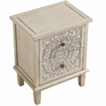 Whitewashed Carved 2 Drawer Nightstand - Image 12