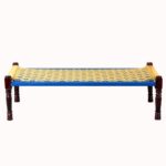 Jodhpuri Wooden Khatiya Khaat (Yellow Blue) - Image 4