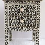 Antique Inlay Bedside Table Furniture - Image 2