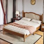 Wooden Platform Bed With Natural Headboard And Design - Image 2