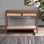 Wooden Artistic Wood Console Table with Drawers - Image 2
