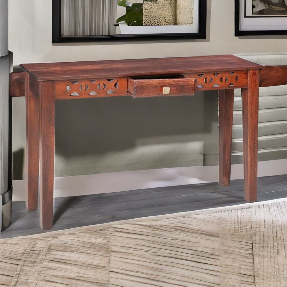 2-132-1.jpg Wooden Drawer Console Table – Brown Matte Finish - Image 1