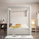 Modern luxury bed Poster Bed Design Upholstery Canopy - Image 2