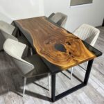 Live Edge Modern Wooden Dining Table With 4 Chair