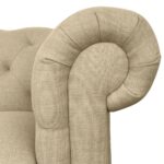 Velvet Sofa Deep Cream Tufted Upholstery Modern Couch - Image 3