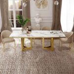 Metal Marble Dining Table with 6 chairs - Image 4