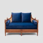 Handcrafted Wooden Curved Cane Sofa - Image 2