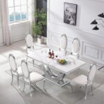 Metal Dining Silver Table With Chairs - Image 5