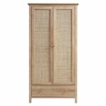 Frances Rattan Double Closet with 1 Drawer, Natural - Image 2
