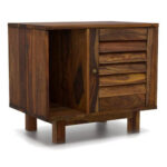 Handcrafted Wooden Bedside Table Natural Finish - Image 3
