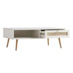 Rajasthani White Solid Wood Rattan Coffee Table - Image 2