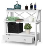 Handcrafted Mango Wood White Storage Console Table - Image 3