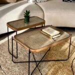 Handcrafted Cane Coffee Table -Set of 2