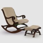 Mango Wood Rocking Chair with Foot Rest and Cushion for Living Room and Home Decor - Image 5