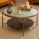 Handmade Round Wooden & Iron Coffee Table - Image 2