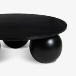 Handcrafted Round Mango Wooden Coffee Table - Black Finish - Image 5