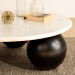 Mango Wood and Marble Round Coffee Table - Image 2
