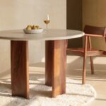 Handcrafted Travertine Marble and Sheesham Wood Dining Table - Image 2
