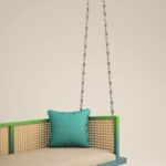 Modern Swing in Tone Pu Finished Solid Wood with Cane Weaves and Silver Finished Brass Chain - Image 6